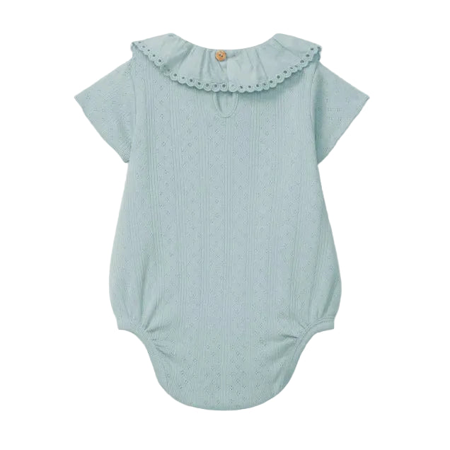 SNUG Body Ajours with Ruffle Collar — Mint Blu - 3M
