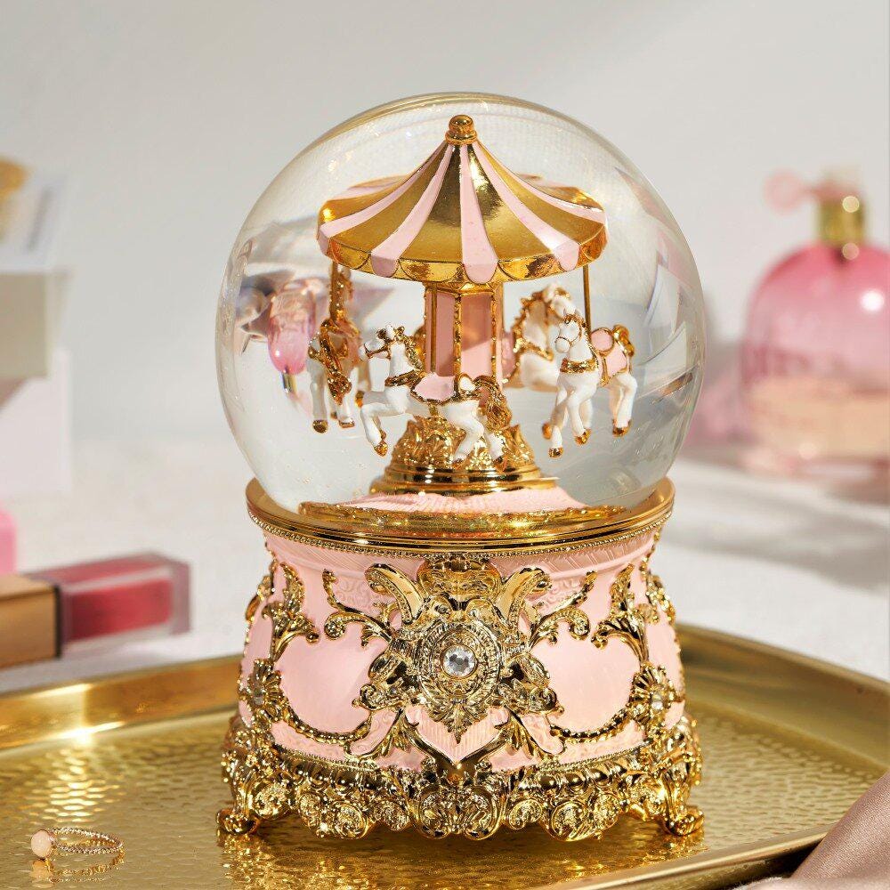 Luxury Snow Globe Music Box - Pink