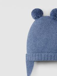 Aviator beanie with pom-poms - Blue
