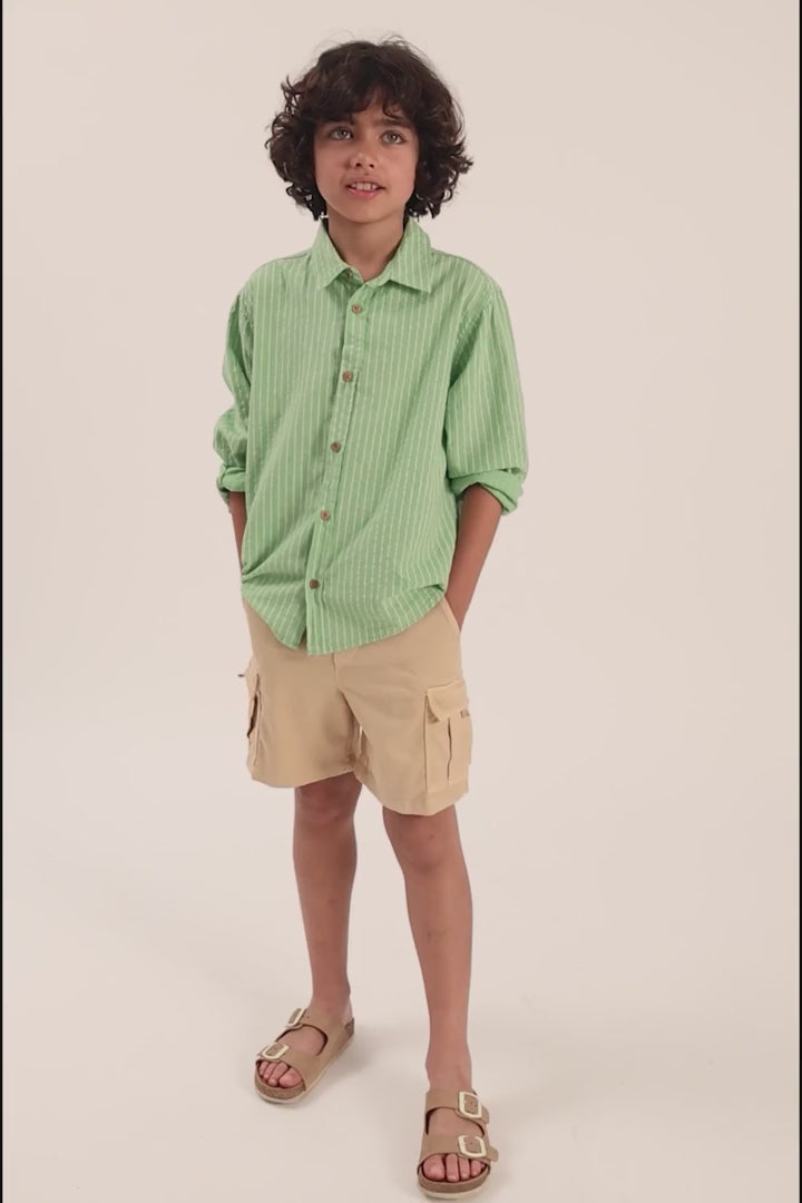 Linen Look Cotton Shirt - Green