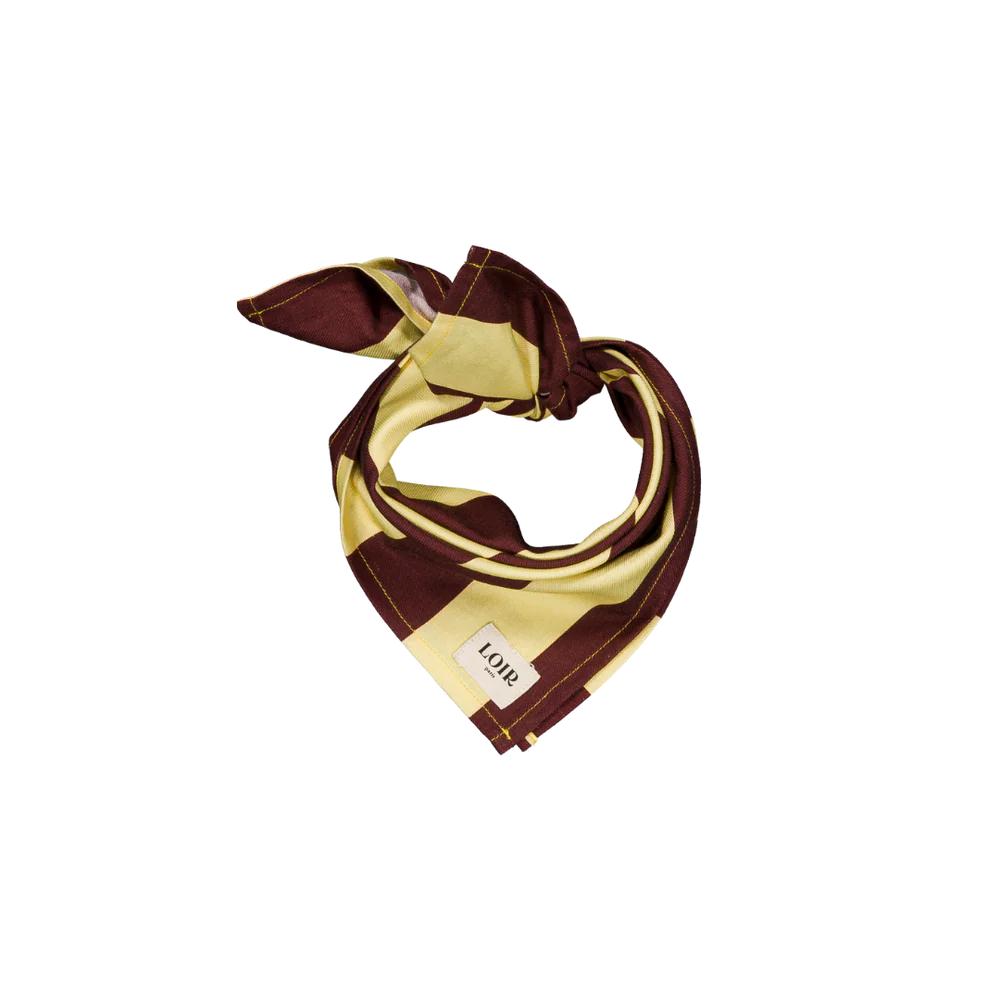 Bandana Scarf - Yellow & Burgundy Stripes